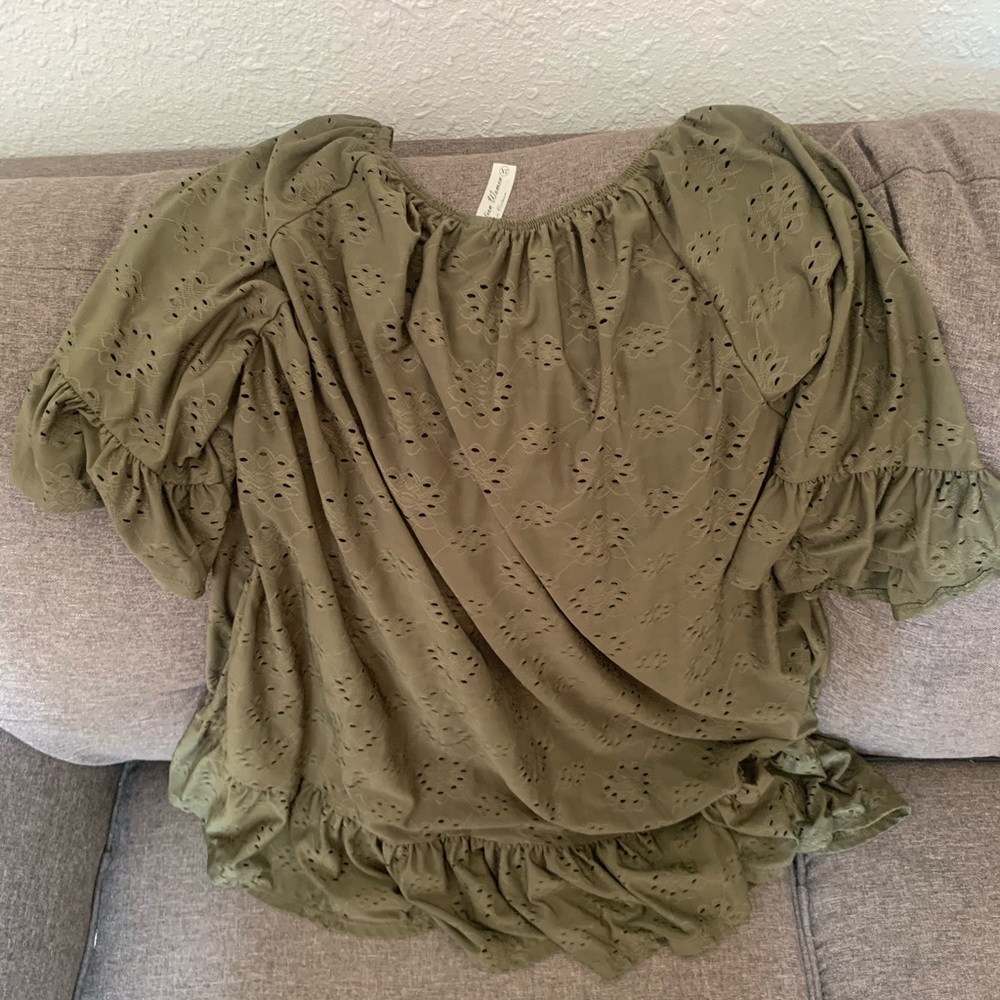 Army Green Flowy Blouse